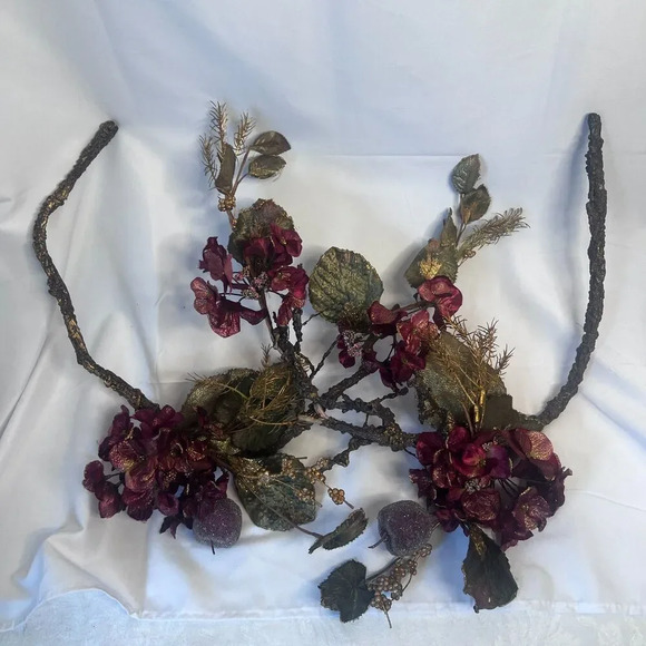 Christmas Garland Wood Floral Gold Foliage 2 Pieces - Picture 8 of 8